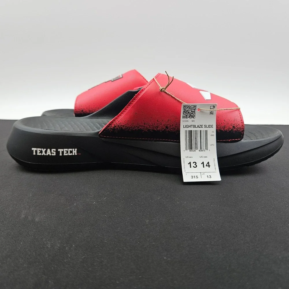 Adidas Lightblaze Slide Texas Tech Red Raiders Mens 13 Red Black Sandals New